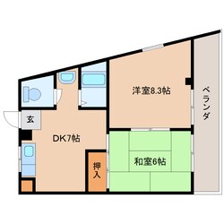 生駒駅 徒歩3分 2階の物件間取画像